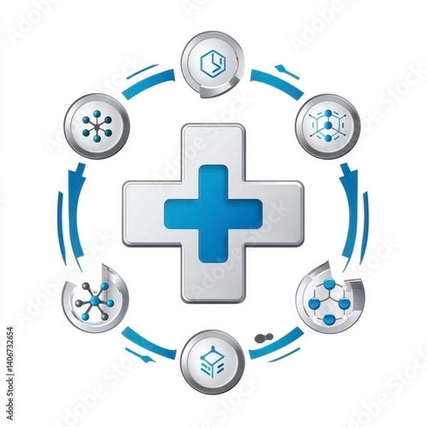 Fototapeta Modern Medical Technology Icons and Symbols in Circular Design