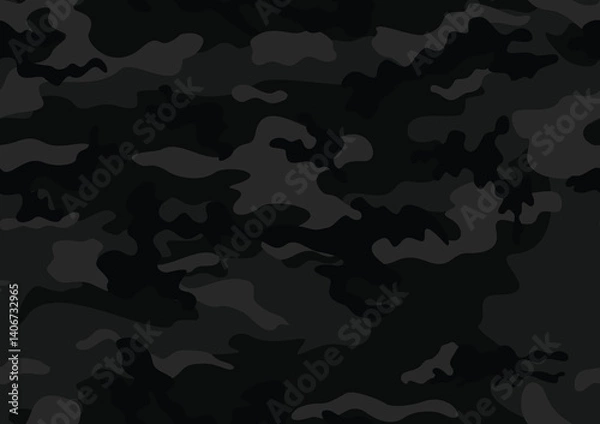 Obraz Camouflage seamless background, vector black pattern