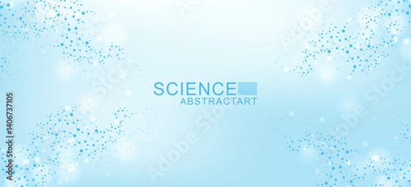 Fototapeta Molecular structure DNA, atom, neurons. Science concept for your design. Connected lines with dots. Medical, technology, chemistry, science background. Vector illustration