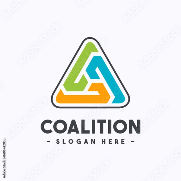 Obraz Coalition logo design template. Cooperation, merge and teamwork logo vector