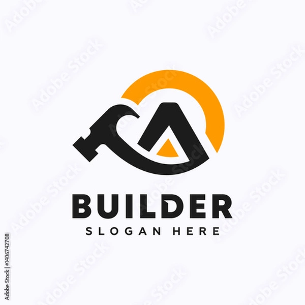 Obraz Letter A Hammer Logo Vector. Home Repair, and Building Logo Template