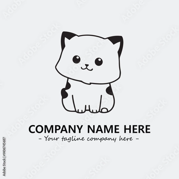 Fototapeta Cat illustration black and white for logo company vector image
