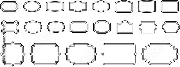 Fototapeta Monochrome simple horizontal frame. Decorative vintage frames isolated. Art design border labels frames and labels