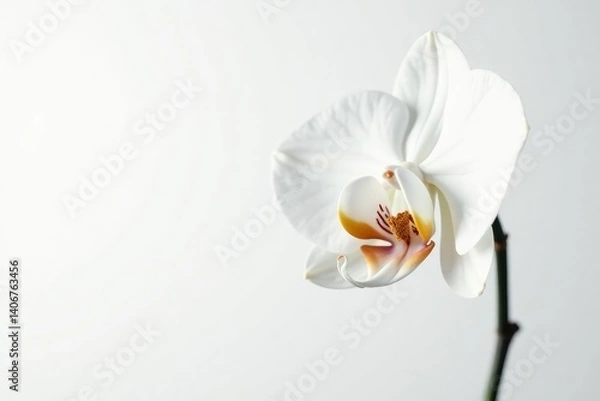 Obraz Delicate white orchid blossom against pure white backdrop, bloom, clean