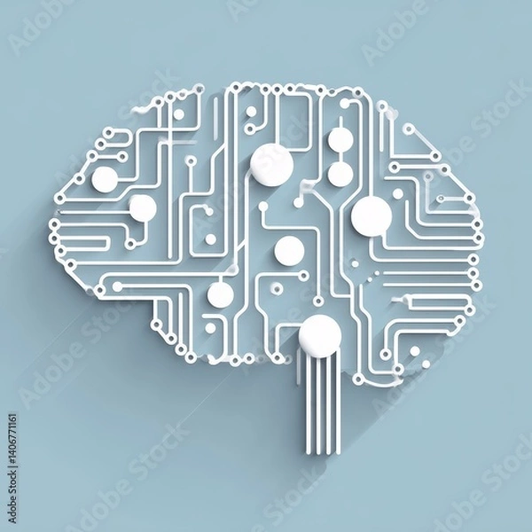 Fototapeta Futuristic Artificial Intelligence: Brain Circuit Design with Neural Networks and Machine Learning Visualization