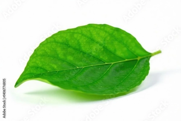 Obraz Fresh green leaf isolated on white background, botanicals, plants