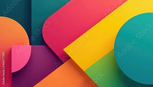 Obraz Geometric abstract shapes, bold color blocks, modern design , lines, geometric pattern