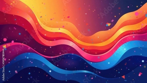 Obraz Geometric abstract shapes, flowing lines, vibrant colors, clean, color