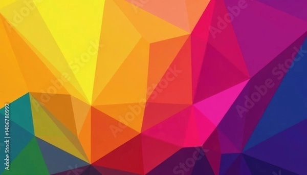 Obraz Geometric abstract shapes, vibrant color palette, bold, illustration