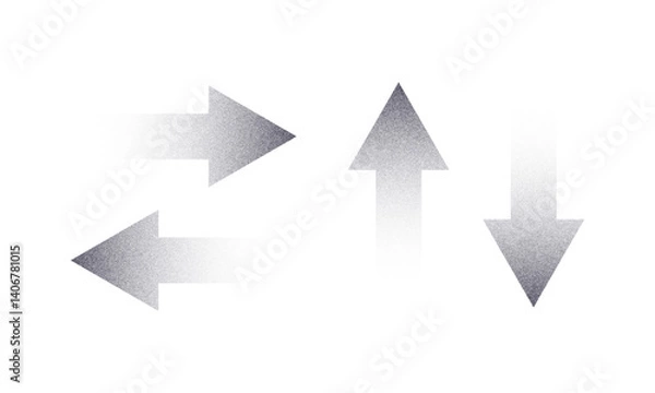 Fototapeta Gradient grainy Arrows in Multiple Directions on White Background