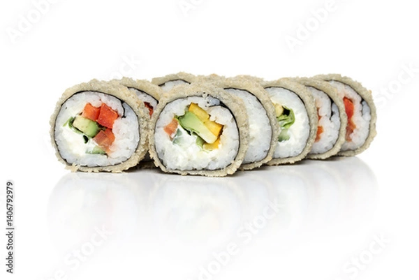Obraz Vegetable Rolls with White Background