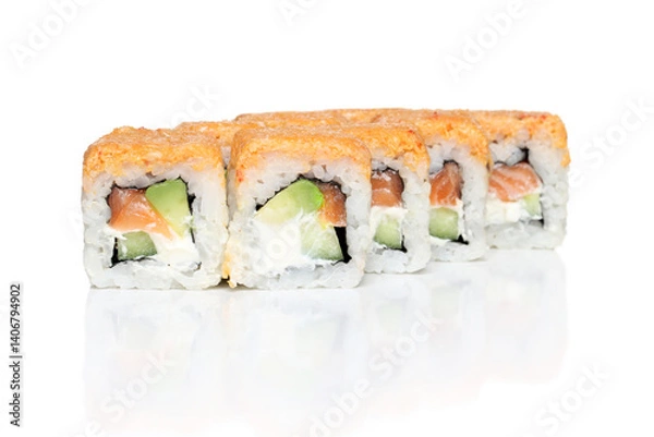 Obraz Eight Sushi Rolls in Two Rows Display
