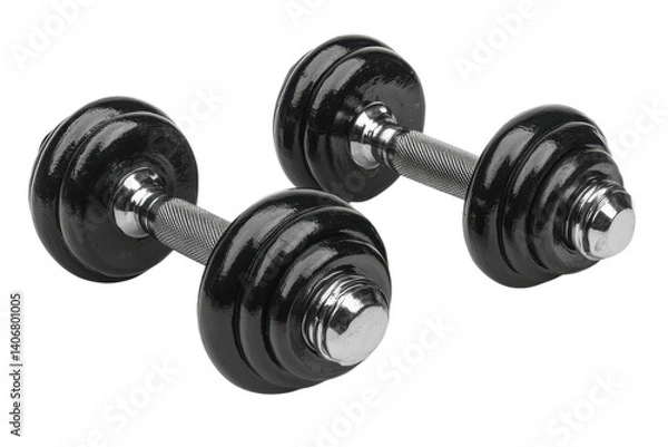 Obraz Black dumbbells for home workout and strength training in fitness routine