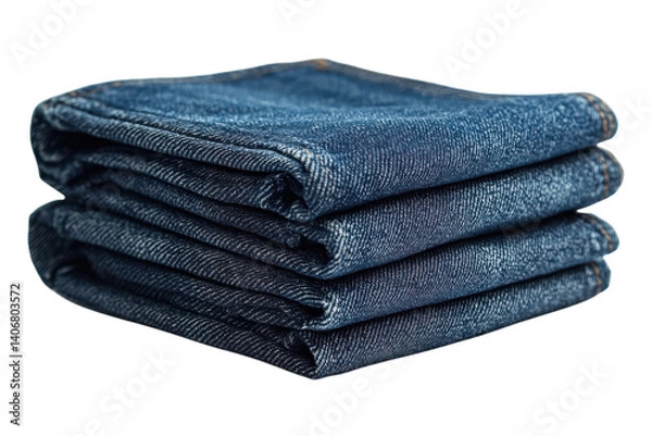 Fototapeta Denim jeans neatly folded on a flat surface ready for display or storage