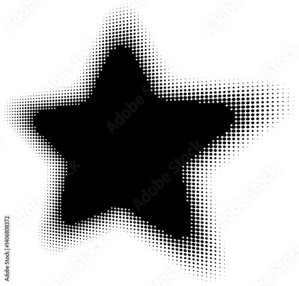 Fototapeta Abstract decorative black halftone star textures on isolated background. Geometric circular shape elements pattern in a star shape. Fit for poster, collage, or advertising, abstract design element.