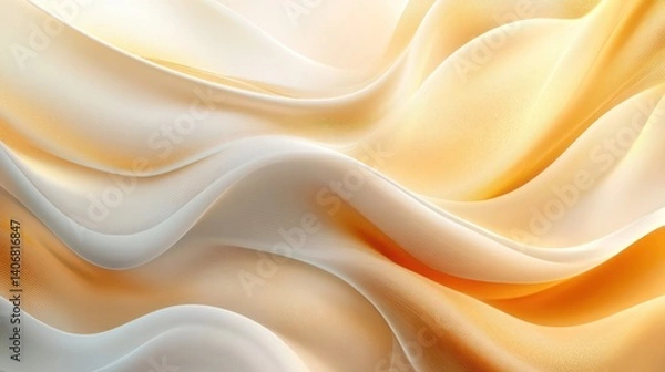 Fototapeta Golden cream waves flowing, abstract background, design element