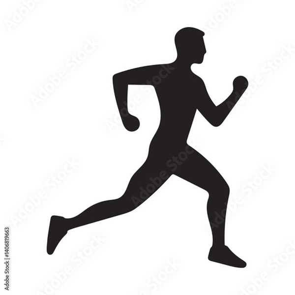 Fototapeta Silhouette of a running athlete in action representing fitness and sports