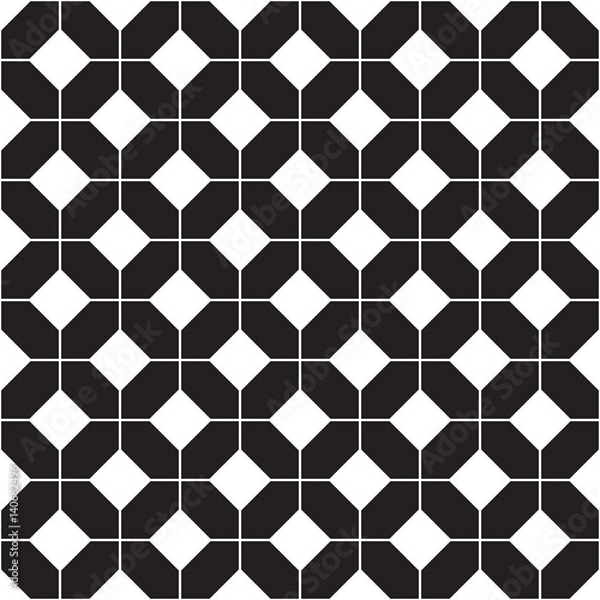 Fototapeta Stylish minimalistic black and white ornament. Seamless vector pattern