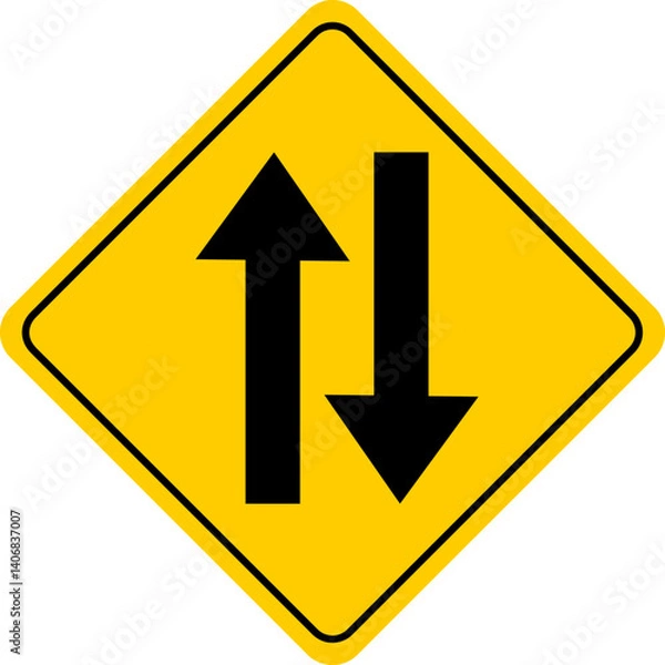 Fototapeta Traffic Signs and Rules 1 Two Way Traffic Ahead