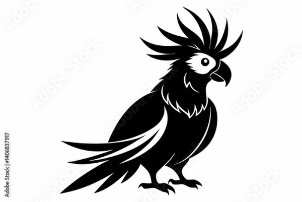 Obraz cockatoo silhouette line art vector illustration