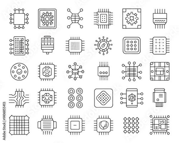 Obraz Minimal Circuit Board Vector Icons