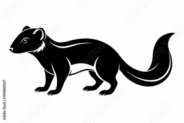 Fototapeta mongoose silhouette line art vector illustration