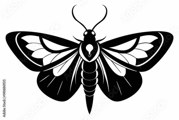 Fototapeta moth silhouette line art vector illustration