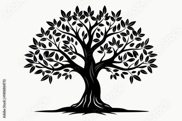 Obraz olive tree silhouette line art vector illustration