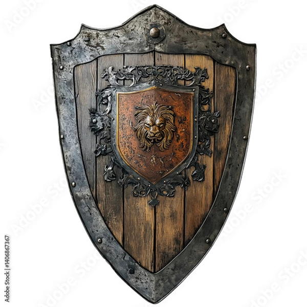 Fototapeta medieval shield isolated on transparent background