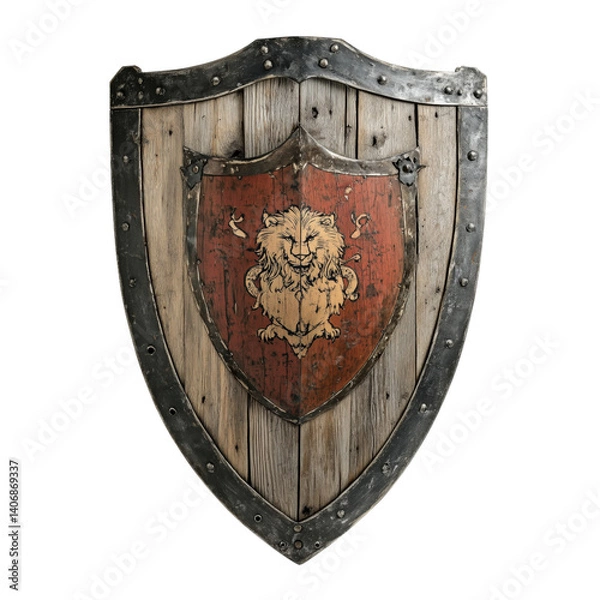 Fototapeta medieval shield isolated on transparent background