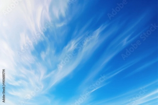 Fototapeta Abstract blue sky with soft white clouds in a bright atmosphere.
