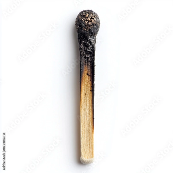 Fototapeta Burned match isolated on white background