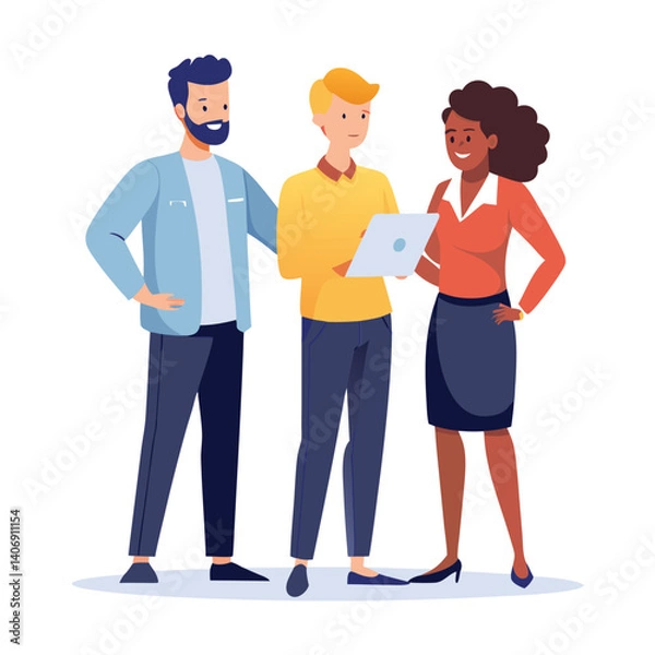 Fototapeta three-diverse-business-partners-standing-and-discus vector image on white background