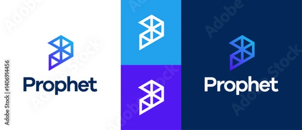 Fototapeta Letter P sofware technology for media Logo design template