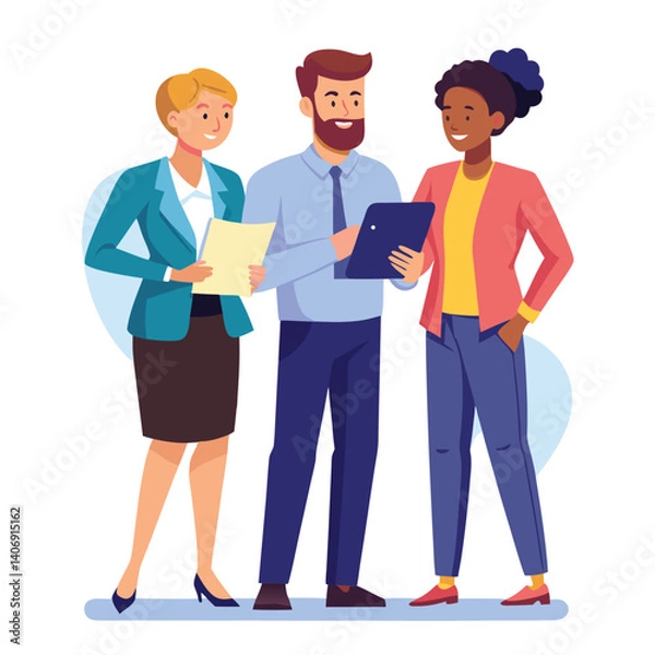 Fototapeta three-diverse-business-partners-standing-and-discus vector image on white background