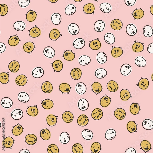 Fototapeta Cute seamless pattern with different berries. Botanical vector background, print, design