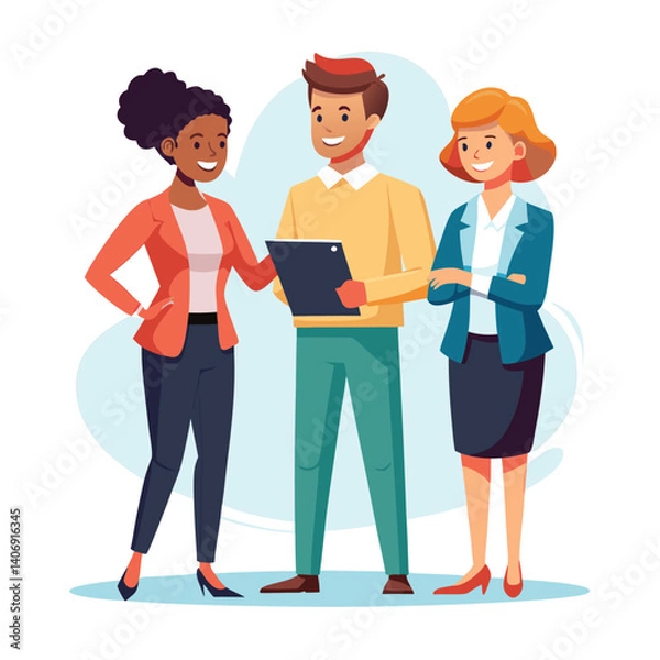 Fototapeta three-diverse-business-partners-standing-and-discus vector image on white background