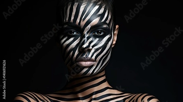 Obraz portrait black paint streak