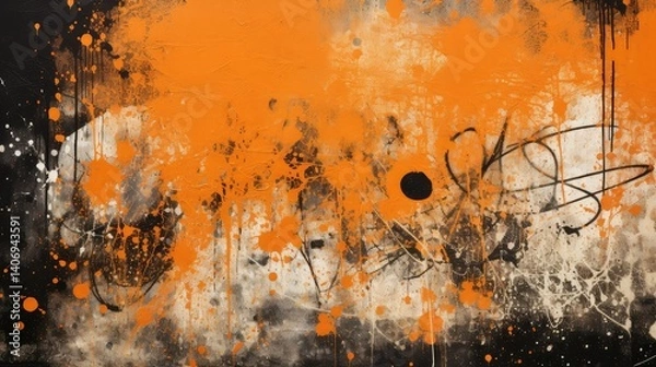 Obraz wall black and orange grunge