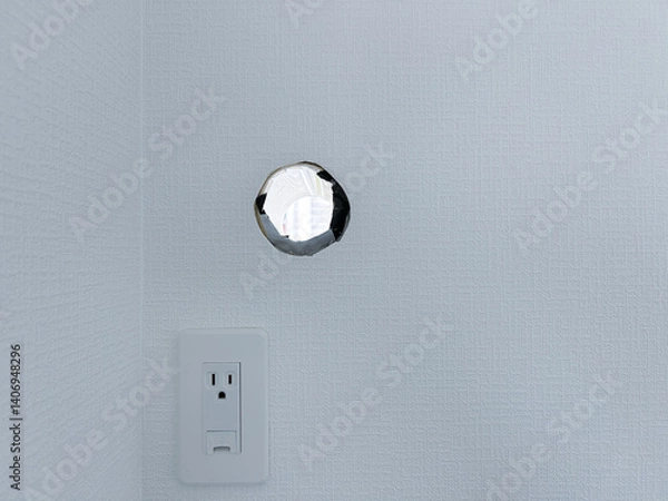 Fototapeta エアコン取り付け配管用の穴　壁　穴あけ