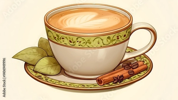 Obraz Latte in ornate cup