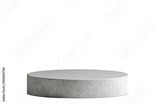 Obraz Solitary round platform in rough concrete, bathed in soft light against a stark transparent background, creating a minimalistic scene