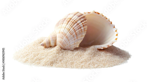 Obraz sea shell on sand white background