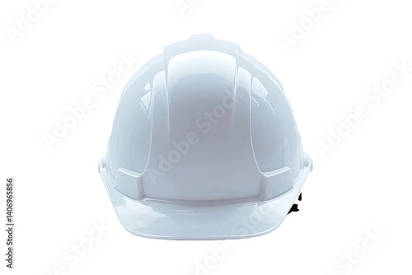 Obraz A white hard hat, viewed straight on, against a transparent background. Safety gear, construction attire
