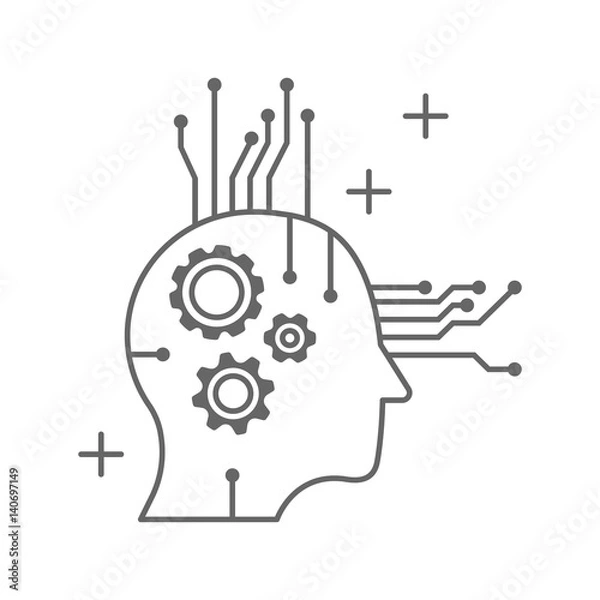Fototapeta Artificial intelligence head icon