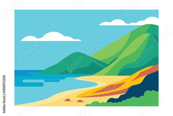 Fototapeta vector illustration of a tropical island
