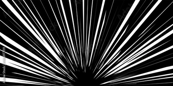Fototapeta Manga background. Comic anime graphic pattern. Fast speed lines backdrop. Black and white speed lines burst effect with radial motion. Dynamic abstract vector illustration.