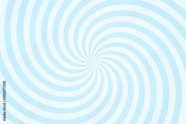 Fototapeta Candy blue spiral background. Circus backdrop. Ice cream pattern. Pastel pattern with smooth swirling curves. Soft, wavy, spiral design for banners, posters, templates. Abstract vector illustration.