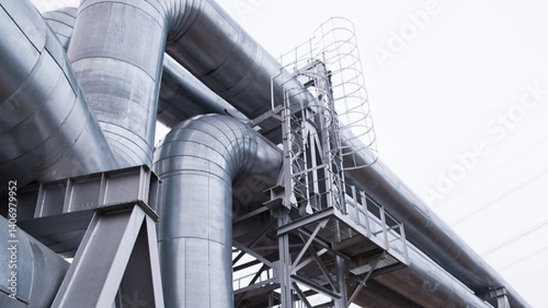 Fototapeta pipeline close-up against grey sky