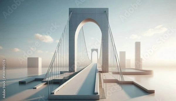 Fototapeta Minimalist modern bridge design showcasing architectural efficiency and structural abridgement
